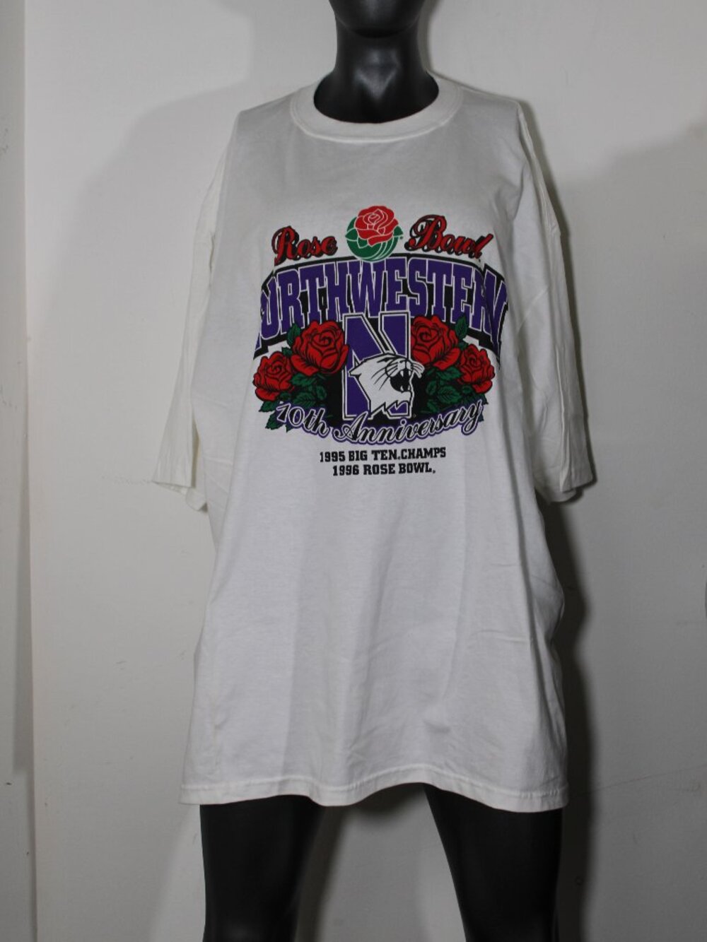 NWT Vintage 1996 Northwestern Rose Bowl 10th Anniversary T-Shirt 1995 Big Ten Ch